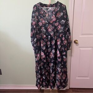 Piper & Scoot Maxi dress Black Multi Colored floral print XL